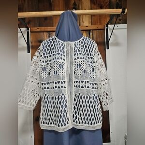 Chico's Ivory Crochet Knit Cardigan